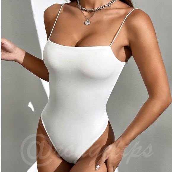 White Slim Bodysuit Cami Straps  Thick, Double-Layered - Picture 1 of 8
